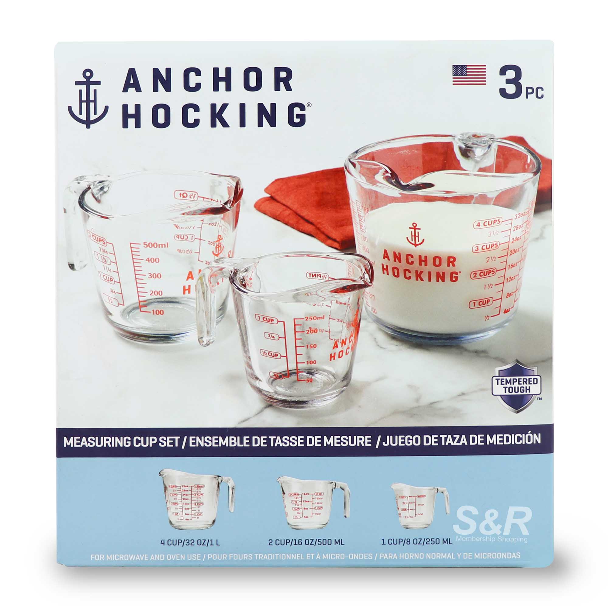 Anchor Hocking Glass Measuring Cups 3pcs